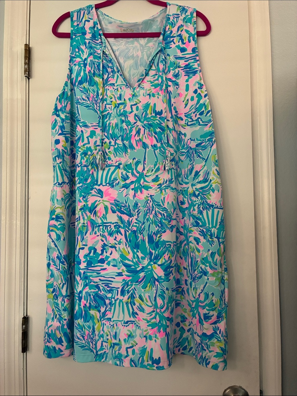 Lilly Pulitzer Aqua, Pink & Green Tropical V-Neck Swim Coverup